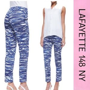 LAFAYETTE 148 NY “Stanton” Blue Pattern Pants 6